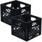 Ramtuff Milk Crates - Heavy Duty Stackable Storage w/ Reinforced Handles, 250 lb, Black, 2PK 606525 - alternate 1