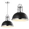 Jonathan Y Homer 13" 1-Light Modern Industrial Metal LED Dome Pendant, Black/Chrome JYL9536B - alternate 9