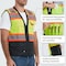 Protectx Class 2 Hi Vis Safety Vests, 6 Pockets, Zipper Front, Solid Back, Reflective, Green, 3PK SV-120SS4-GNBK03-L - alternate 5