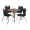 Regency Square Kee Mobile Adjustable Classroom Table W/ 4 Andy Chairs, 30 in W, 30 in L, Noble Oak TB3030NOAPCBK40BK - alternate 1
