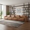 Homeroots 175" Chestnut Italian Leather Reclining Metal USB Sofa 720417 - alternate 6