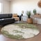 Homeroots 8' Olive Green Gray And Ivory Round Abstract Washable Indoor Outdoor Area Rug 599516 - alternate 6