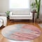 Homeroots 8' Coral Pink And Gray Round Abstract Washable Indoor Outdoor Area Rug 601196 - alternate 6