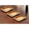 Homeroots Set of Three Natural Rectangular Solid Wood Floral Handmade Serving Tray With Handles 526350 - alternate 1