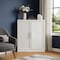Homeroots Set Of Four White Wood Corner Accent Cabinet With Two Doors 712128 - alternate 3