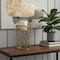 Homeroots 8" Antiqued Brass Distressed Geometric Metal And Glass Tabletop Hurricane Candle Holder 608518 - alternate 4