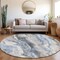 Homeroots 8' Blue And Silver Round Abstract Washable Indoor Outdoor Area Rug 618420 - alternate 7
