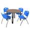 Regency Round Kee Breakroom Table W/ 4 M Stack Chairs, 48 in W, 48 in L, Noble Oak TB48RNDNOBPBK47BE - alternate 1