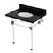 Kingston Brass 30" Black Granite Console Sink with Acrylic Legs, 8-Inch, 3-Hole, Black Granite/Brushed Nickel KVPK3030KA8 - alternate 1