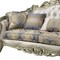 Homeroots 40" Antiqued White Velvet Curved Floral Sofa And Toss Pillows With Champagne Legs 348231 - alternate 4