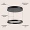 Jonathan Y Jense 23.75" Minimalist Modern Metal Adjustable Dimmable Ring Integrated LED Pendant, Black JYL7151A - alternate 7