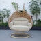 Leisuremod Mendoza Light Brown Wicker Hanging 2 person Egg Swing Chair with Taupe Cushions MSCLBR-53TP - alternate 7