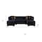Homeroots Black Velvet U Shaped Three Piece Sofa and Chaise Sectional With Toss Pillows 643884 - alternate 7