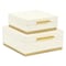 Homeroots Set of Two White And Gold Square Nesting Decorative Storage Boxes With Lids, 2PK 712923 - alternate 9