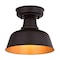 Vaxcel Cody Oil Rubbed Bronze and Light Gold Farmhouse Outdoor Flush Mount Ceiling Light T0770 - alternate 1