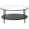 Homeroots 36" Black Glass And Steel Round Coffee Table With Shelf 520958 - alternate 8