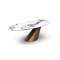 Homeroots 94" Gold Gray White and Bronze Ceramic and Steel Pedestal Base Oval Dining Table 718895 - alternate 3