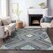 Homeroots 10' X 14' Pewter Charcoal And Sky Blue Tribal Washable Indoor Outdoor Area Rug 598153 - alternate 6