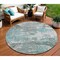 Homeroots 8' Blue And Teal Blue Round Abstract Washable Indoor Outdoor Area Rug 610440 - alternate 1