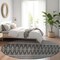 Homeroots 8' Gray Silver And Charcoal Round Tribal Washable Indoor Outdoor Area Rug 582568 - alternate 6