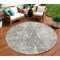 Homeroots 8' Ivory Charcoal And Beige Round Geometric Washable Indoor Outdoor Area Rug 577567 - alternate 1