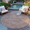Homeroots 8' Brown Round Geometric Washable Indoor Outdoor Area Rug 607484 - alternate 8