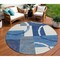 Homeroots 8' Blue And Ivory Round Geometric Washable Indoor Outdoor Area Rug 612571 - alternate 1