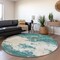 Homeroots 8' Teal Blue Ivory And Gray Round Abstract Washable Indoor Outdoor Area Rug 599522 - alternate 7