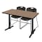Regency Cain T-Base Training Seminar Table W/ 2 Zeng Stack Chairs, 48 in W, 24 in L, Noble Oak MTRCT4824NO44BK - alternate 1