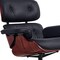 Homeroots 27" Black and Rosewood Tufted Genuine Leather Swivel Lounge Chair With Ottoman 636223 - alternate 7