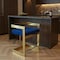 Homeroots 26" Blue and Gold Metal and Velvet Low Back Counter Height Bar Chair 555073 - alternate 4