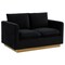 Leisuremod Nervo Upholstered Velvet Loveseat with Gold Frame, Midnight Black NS55BL - alternate 1