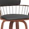 Homeroots 26" Black And Wood Brown Faux Leather Swivel Low Back Counter Height Bar Chair 534442 - alternate 6