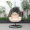 Leisuremod Charcoal Wicker Hanging Egg Swing Chair with Beige Cushions ESCCH-40BG - alternate 6