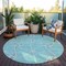 Homeroots 8' Teal Blue And Ivory Round Geometric Washable Indoor Outdoor Area Rug 612907 - alternate 6