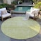 Homeroots 8' Artichoke Green And Ivory Round Damask Washable Indoor Outdoor Area Rug 603349 - alternate 5