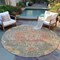 Homeroots 8' Brown Round Floral Medallion Washable Indoor Outdoor Area Rug 607838 - alternate 6