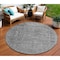 Homeroots 8' Gray And Beige Round Abstract Washable Indoor Outdoor Area Rug 616012 - alternate 1