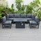 Leisuremod Chelsea 7-Piece Patio Sectional And Fire Pit Table Black Aluminum With Cushions, Black CSFBL-7BL - alternate 6