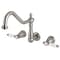 Kingston Brass Two-Handle Wall Mount Tub Faucet, Brushed Nickel KS1028BPL - alternate 1
