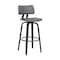 Homeroots 26" Gray And Black Faux Leather Swivel Low Back Counter Height Bar Chair 534433 - alternate 5
