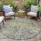 Homeroots 8' Olive Green And Gray Round Abstract Washable Indoor Outdoor Area Rug 631953 - alternate 6