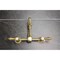 Kingston Brass Two-Handle Wall Mount Bridge Kitchen Faucet, Brushed Brass KS2447BAL - alternate 6