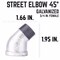 B & K Street Elbow 45 Galv3/4 311SE45-34 - alternate 4