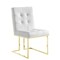 Homeroots Set of Two Tufted White and Gold Upholstered Faux Leather Dining Side Chairs 543550 - alternate 5