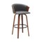 Armen Living Diana 30in Swivel Walnut Wood Bar Stool in Gray Faux Leather LCDIBAWAGRY30 - alternate 1