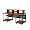 Homeroots 72" Brown and Black Wood and Metal Rolling Computer Desk 491534 - alternate 1