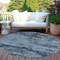 Homeroots 8' Blue And Navy Blue Round Abstract Washable Indoor Outdoor Area Rug 610428 - alternate 5