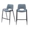 Homeroots Set of Two 26" Blue And Black Faux Leather And Steel Low Back Counter Height Bar Chairs 555669 - alternate 6