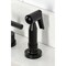 Kingston Brass Double-Handle Widespread Kitchen Faucet with Knurled Handle and Brass Sprayer, Matte Black KS8720KNLBS - alternate 5